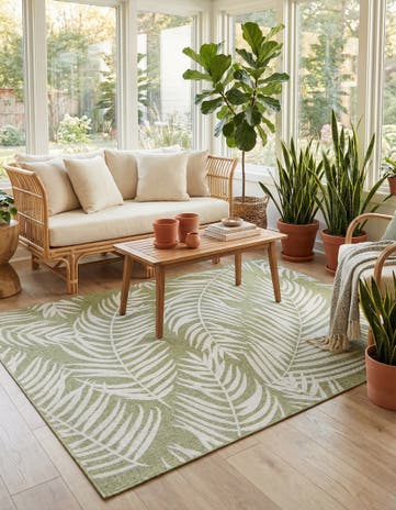 7' 10 x 10' Easy-Clean Botanical Indoor / Outdoor Rug