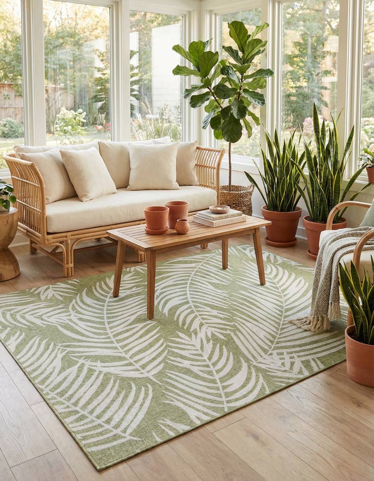 Detail image of 7' 10 x 10'  Washable Botanical Indoor / Outdoor Rug