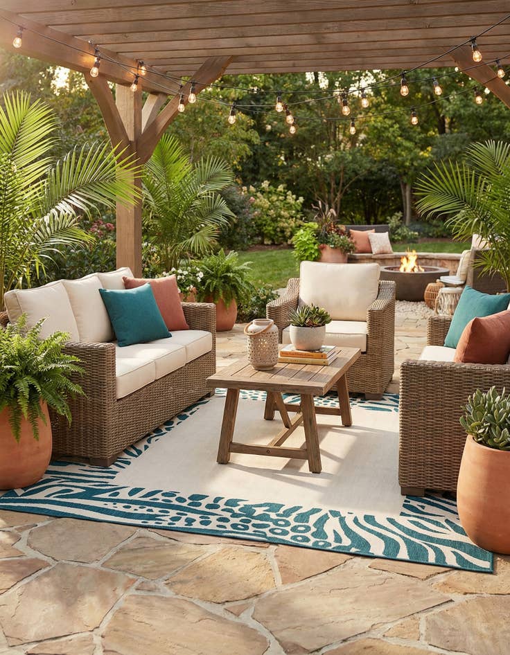 Detail image of 7' 10 x 7' 10  Washable Safari Indoor / Outdoor Square Rug