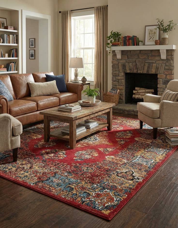 Detail image of  7' 10 x 10'  Washable Traditional Indoor / Outdoor Rug