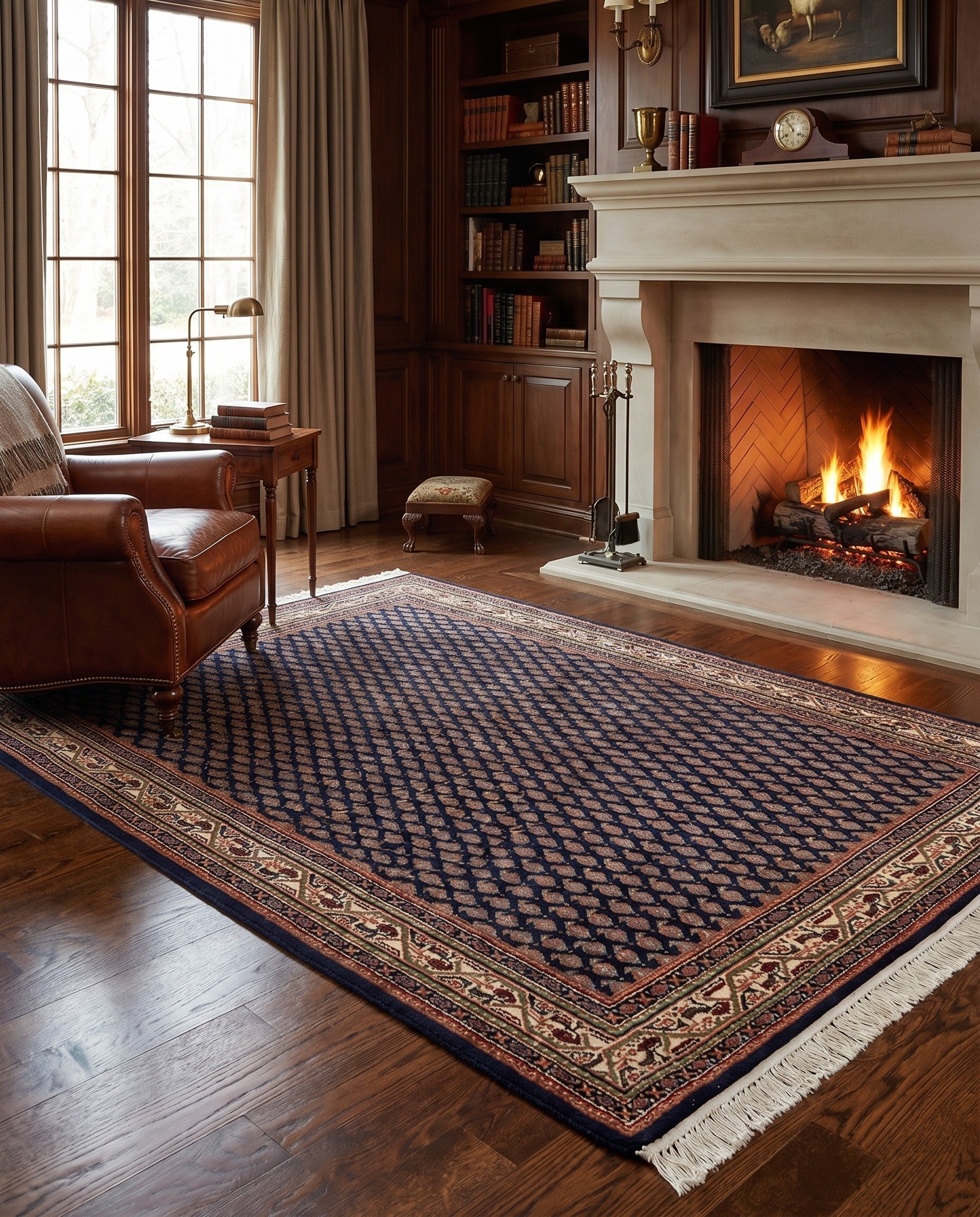 4' x 6' 1 Hand Knotted Mir Wool Rug
