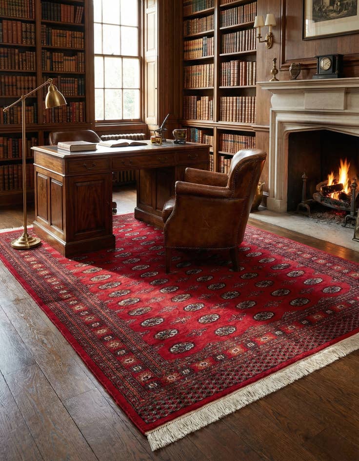 Detail image of 6' 1 x 9' 1  Hand Knotted Afghan Ersari Wool Rug