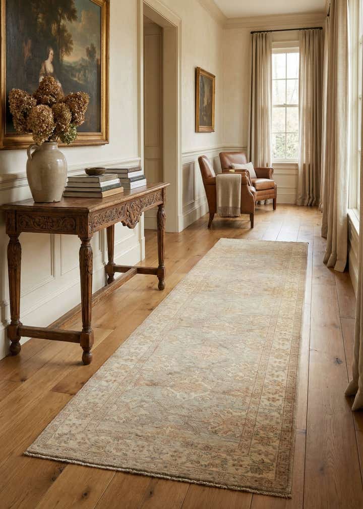 4' 1 x 19' Hand Knotted Peshawar Ziegler Runner Rug