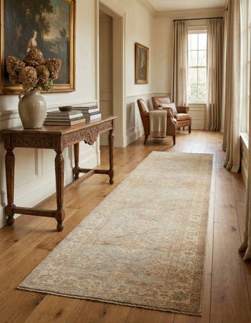 4' 1 x 19' Hand Knotted Peshawar Ziegler Runner Rug