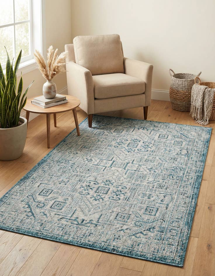Detail image of  3' x 5' 3  Washable Aztec Indoor / Outdoor Rug
