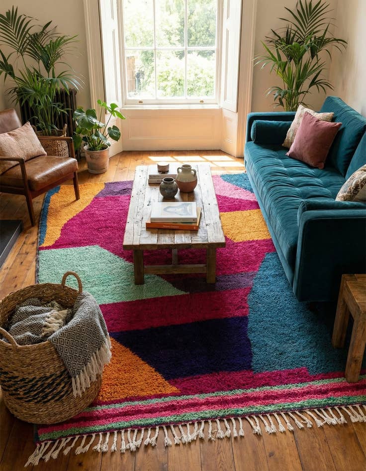 Detail image of 5' 5 x 8' Hand Knotted Moroccan Wool Rug