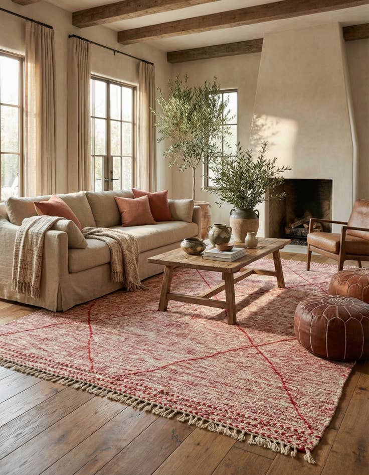 Detail image of 6' 8 x 9' 8  Hand Knotted Moroccan Wool Rug