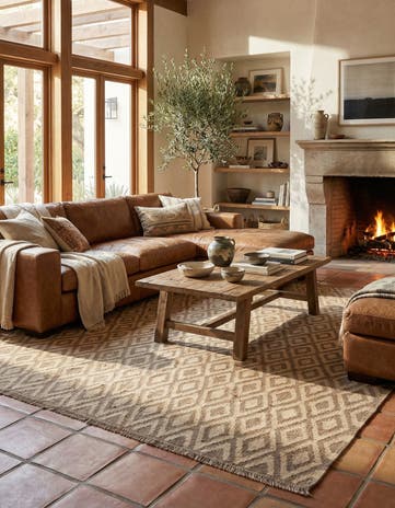 6' 6 x 7' 1 Hand Woven Kilim Maymana Wool Square Rug