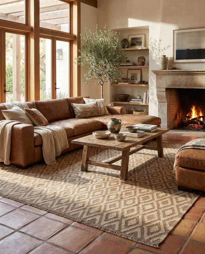 6' 6 x 7' 1 Hand Woven Kilim Maymana Wool Square Rug