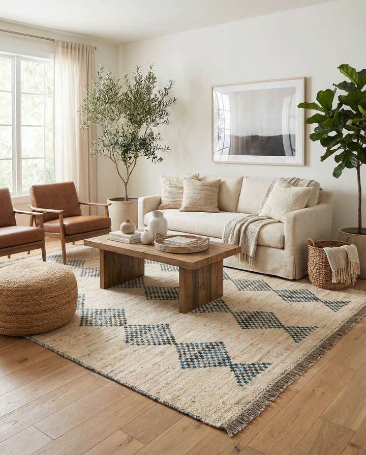 7' x 9' 7 Hand Knotted Moroccan Wool Rug