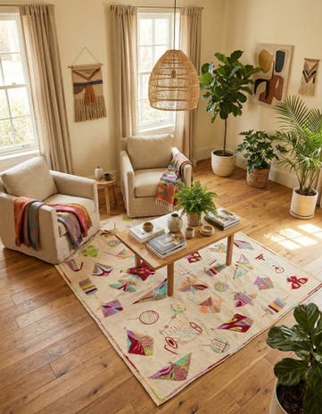 5' 8 x 7' 3 Hand Woven Kilim Suzani Wool Rug