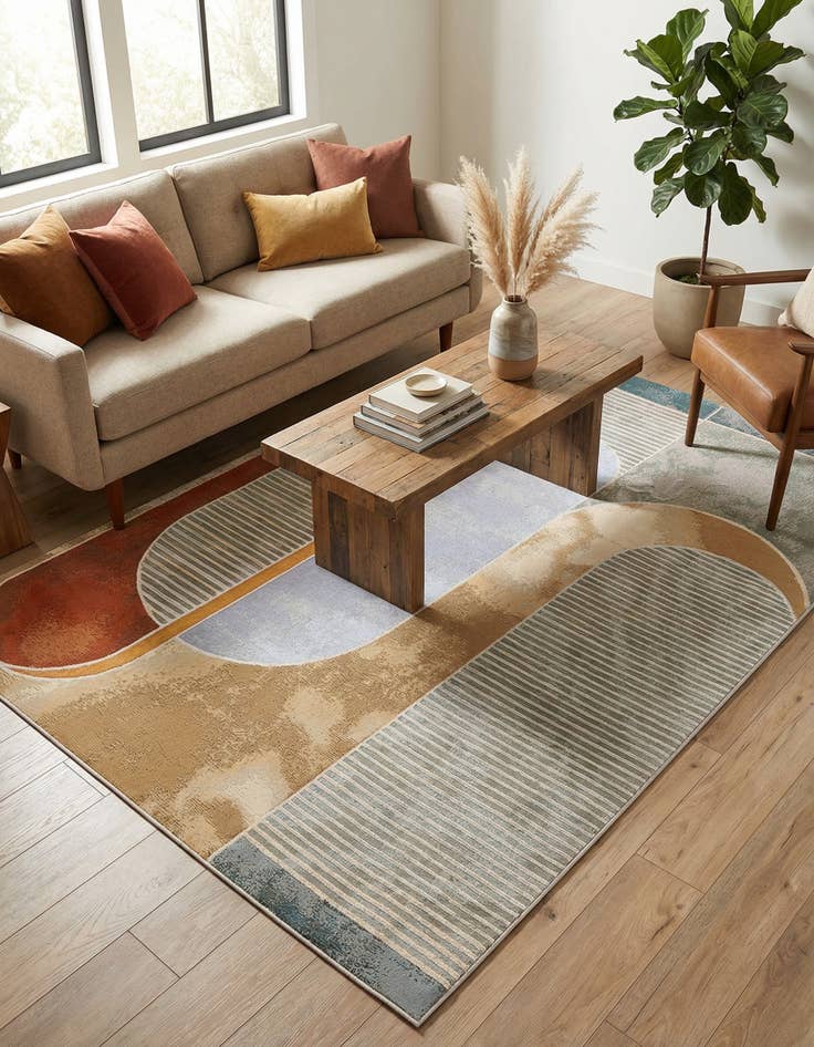 Detail image of 5' 3 x 8' Easy-Clean Modern Indoor / Outdoor Rug