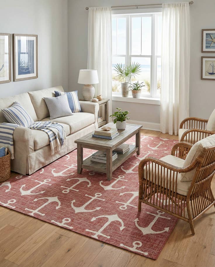 Detail image of 7' 10 x 11' Easy-Clean Coastal Indoor / Outdoor Rug