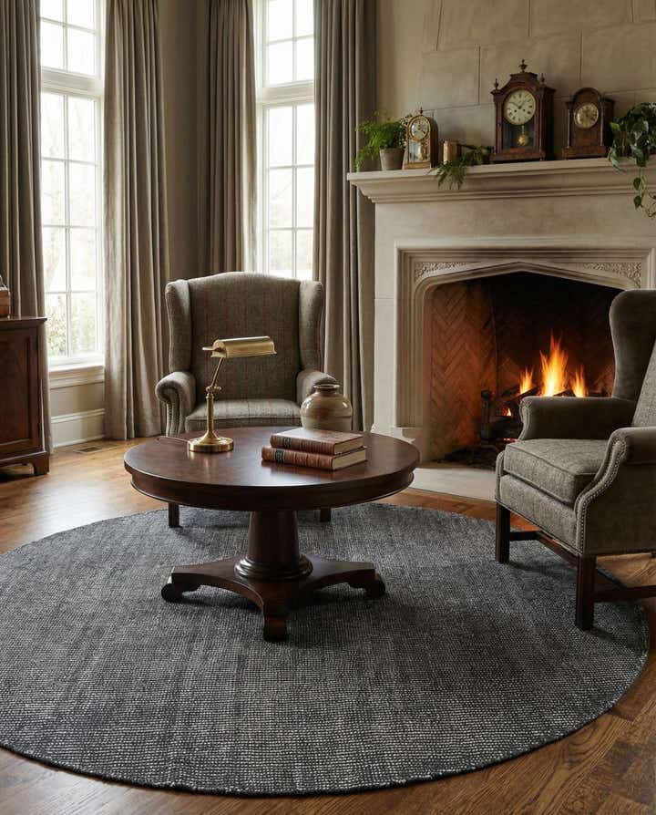 6' 1 x 6' 1 Hand Woven Jill Zarin English Manor Wool Round Rug