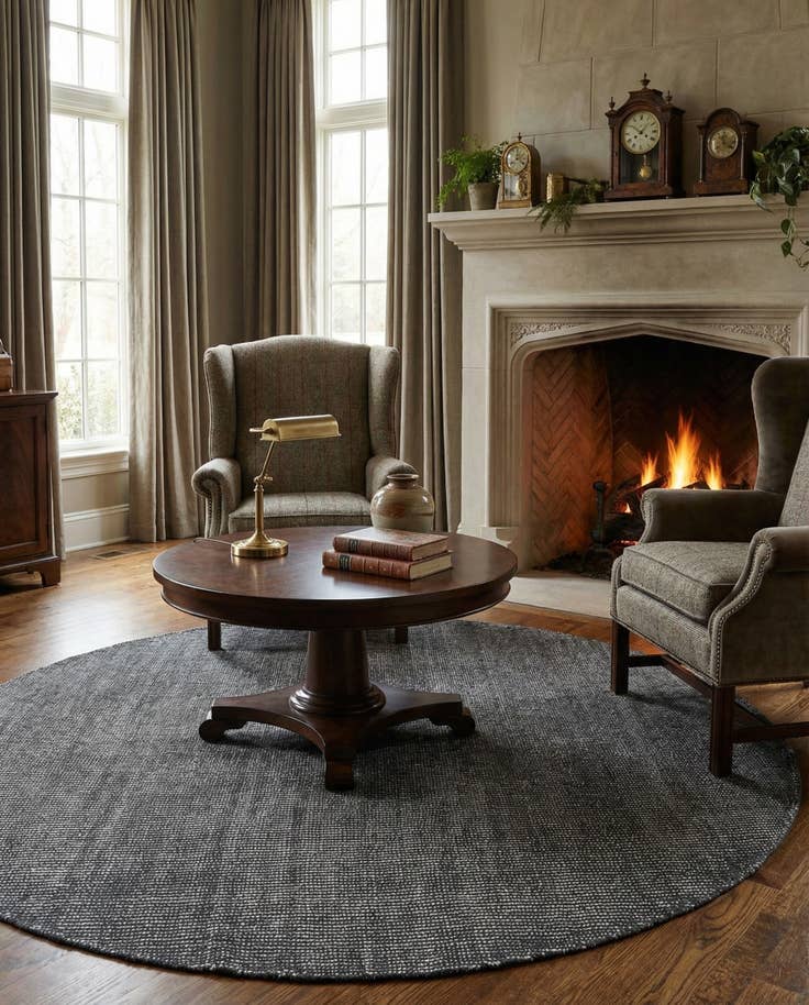 Detail image of 6' 1 x 6' 1 Hand Woven Jill Zarin English Manor Wool Round Rug