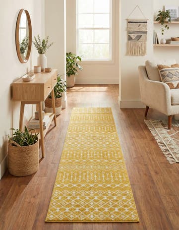 Yellow Moroccan Trellis Runner Rug
