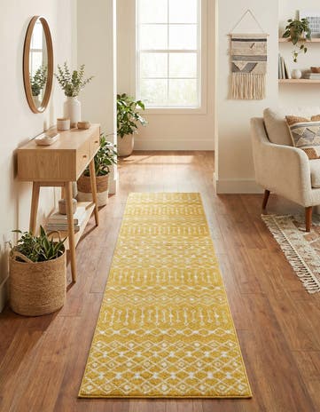 Yellow Moroccan Trellis Runner Rug