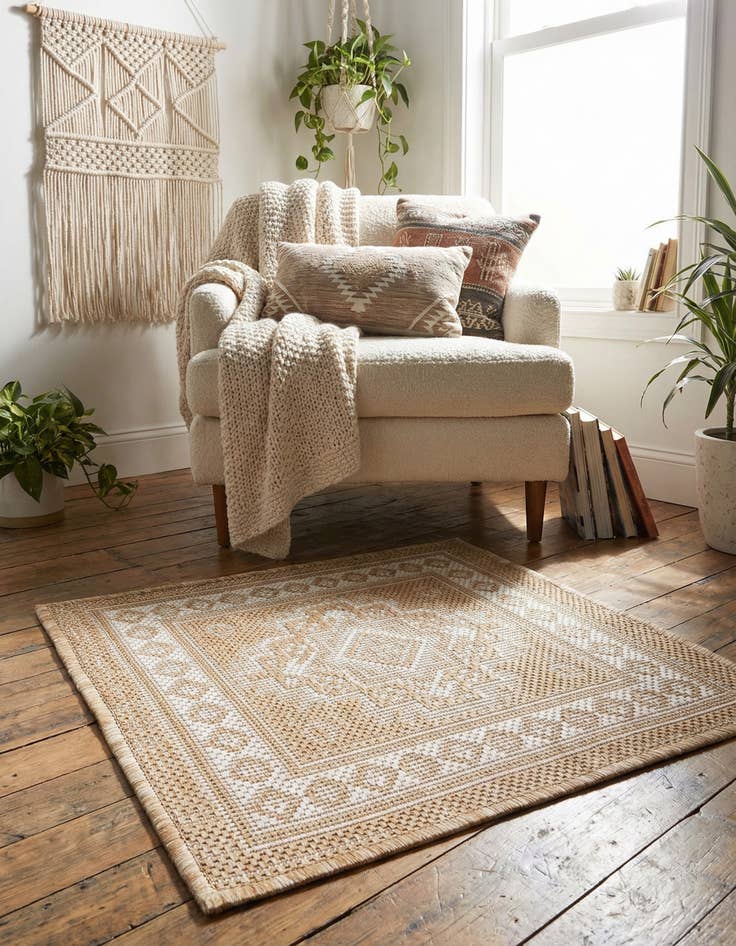 Detail image of 1' 4 x 1' 4  Washable Aztec Indoor / Outdoor Sample Rug