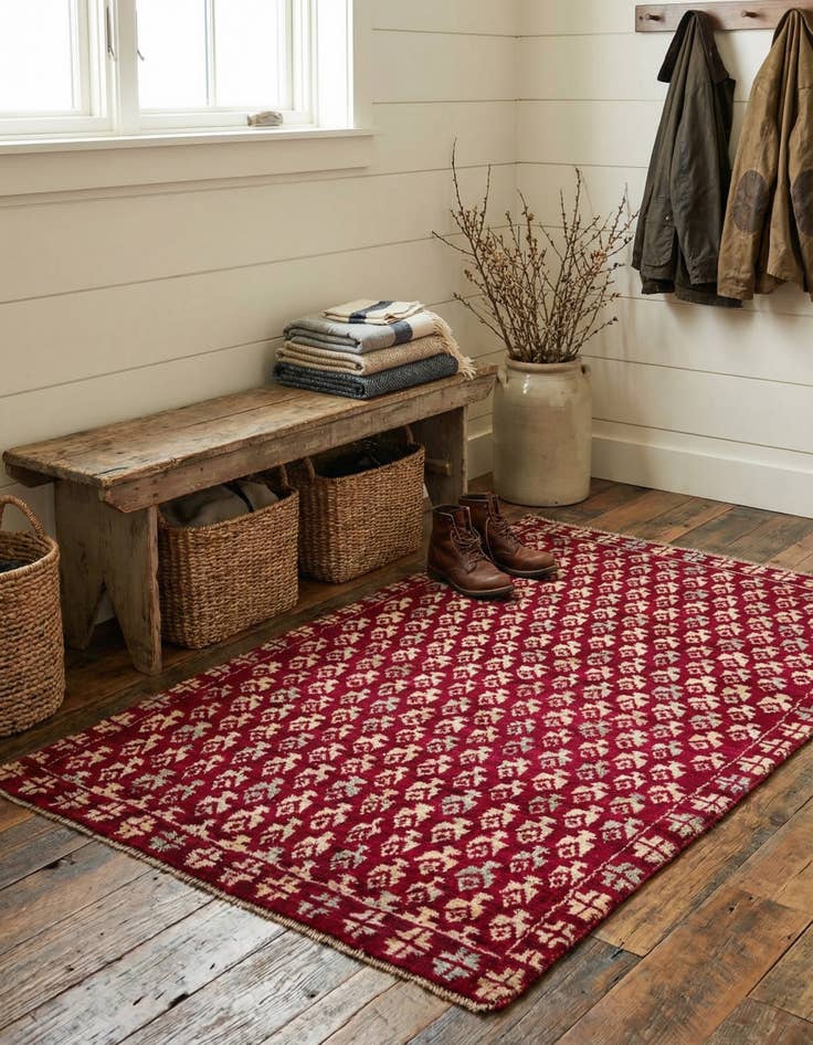 Detail image of 4' 1 x 6' 1 Hand Knotted Balouch Wool Rug