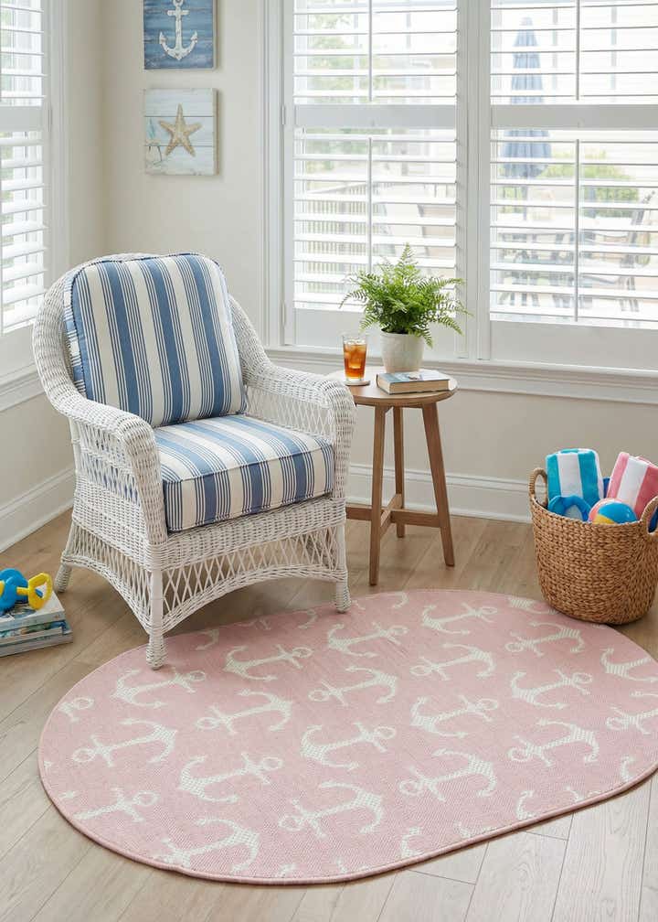3' x 5' 3 Easy-Clean Coastal Indoor / Outdoor Oval Rug