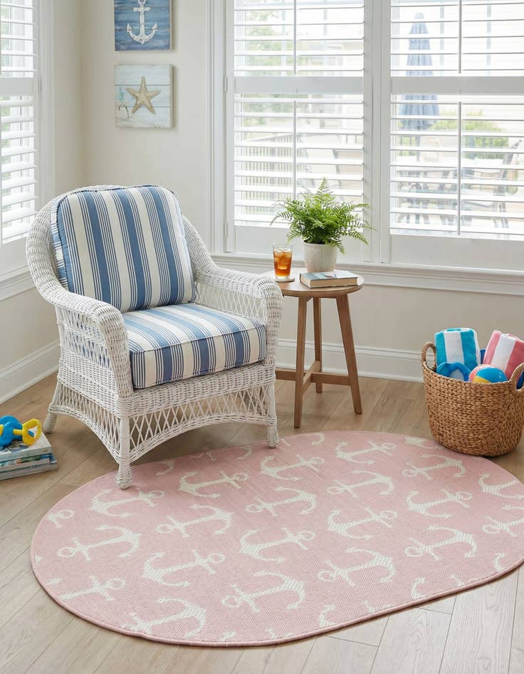 Detail image of 3' x 5' 3  Washable Coastal Indoor / Outdoor Oval Rug