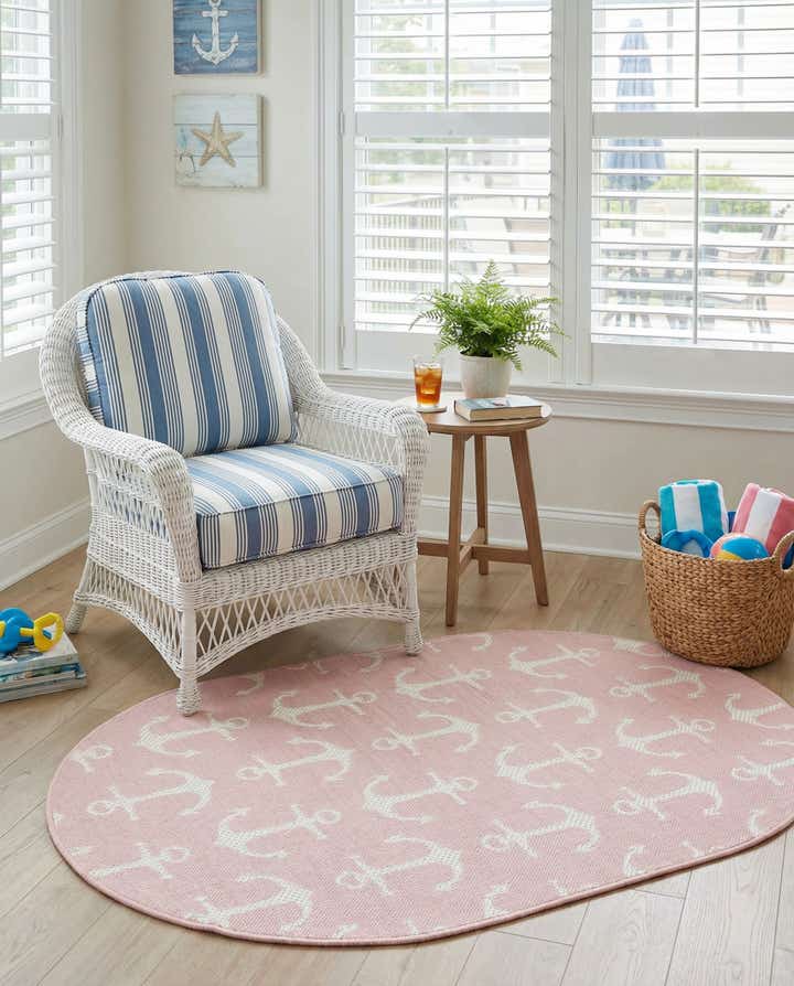 3' x 5' 3 Easy-Clean Coastal Indoor / Outdoor Oval Rug