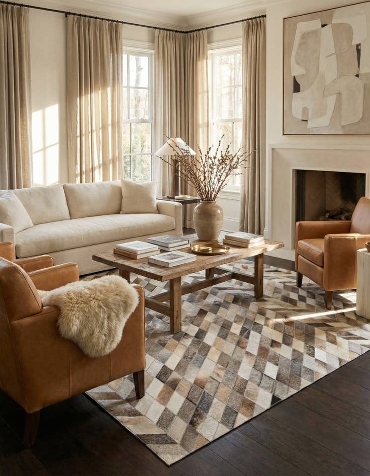 Detail image of  4' 9 x 6' 10 Cowhide Rug