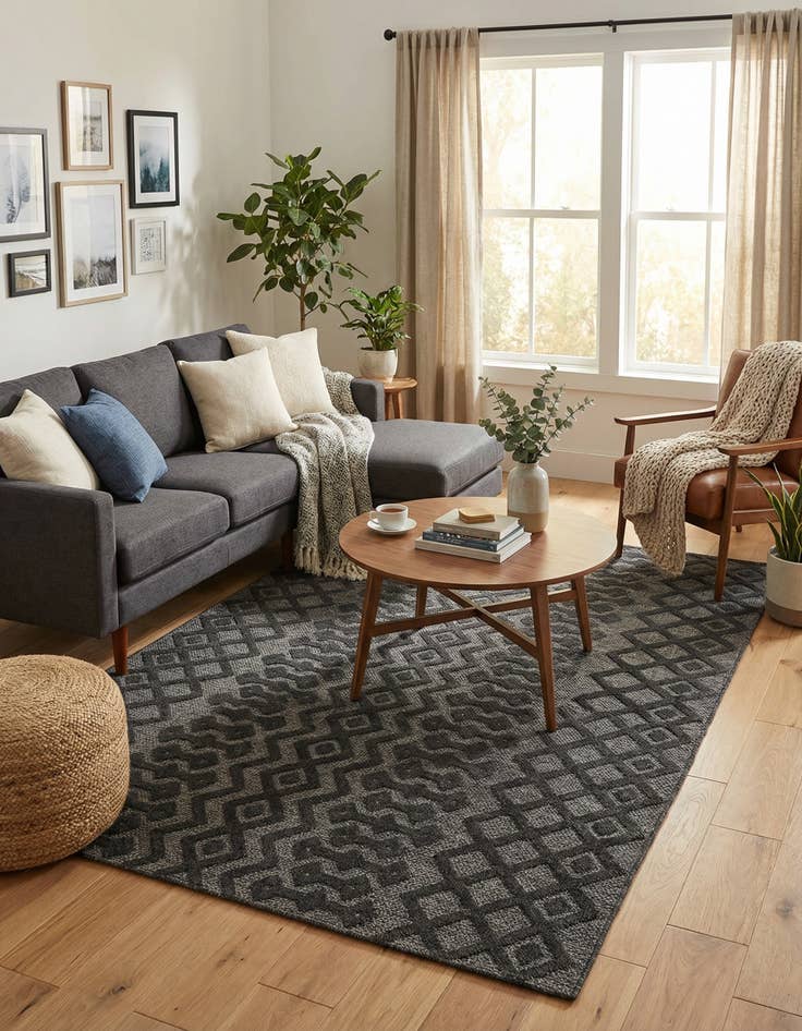 Detail image of 6' x 9'  Washable Trellis Textured Indoor / Outdoor Rug