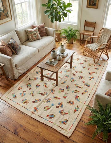 4' 10 x 6' 6 Hand Woven Kilim Suzani Wool Rug