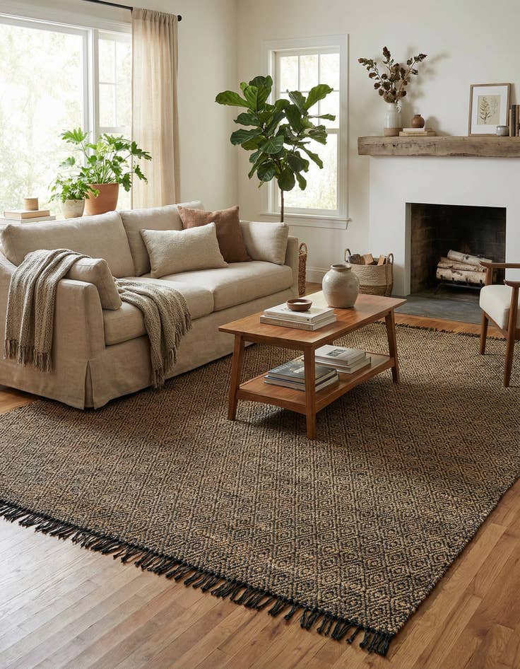 Detail image of  12' 2 x 16' 1  Hand Woven Braided Jute Rug