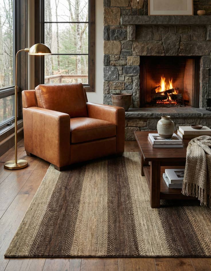 Detail image of 4' 10 x 7'  Hand Knotted Modern Ziegler Rug