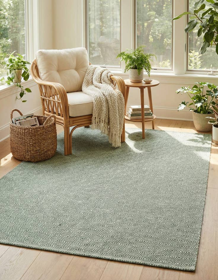 Detail image of  7' 10 x 10'  Hand Woven Geo Trellis Flatweave Rug