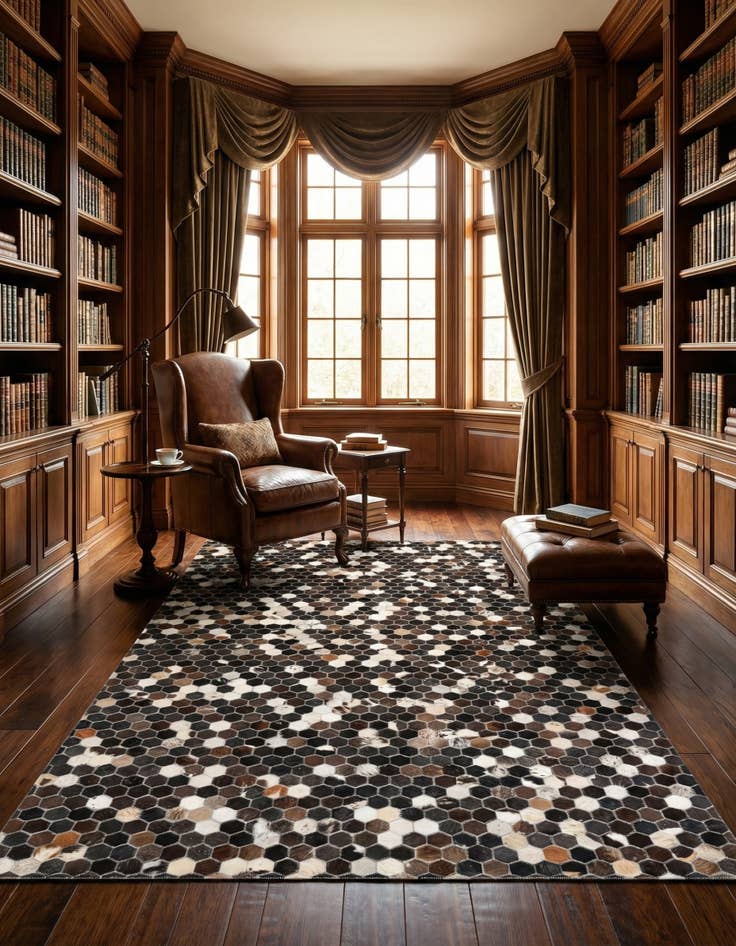 Detail image of 5' x 7' 9 Cowhide Leather Rug