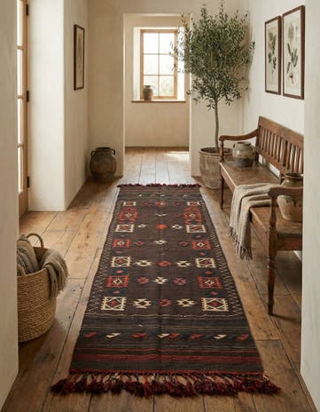 3' 2 x 10' 7 Hand Woven Kilim Fars Wool Runner Rug