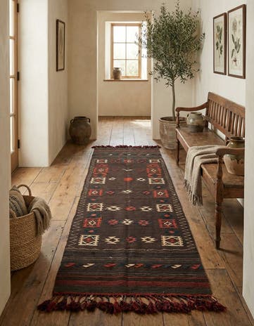 3' 2 x 10' 7 Hand Woven Kilim Fars Wool Runner Rug