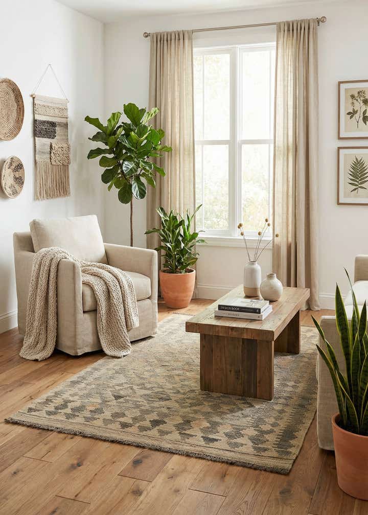 3' 3 x 4' 11 Hand Woven Kilim Maymana Wool Rug