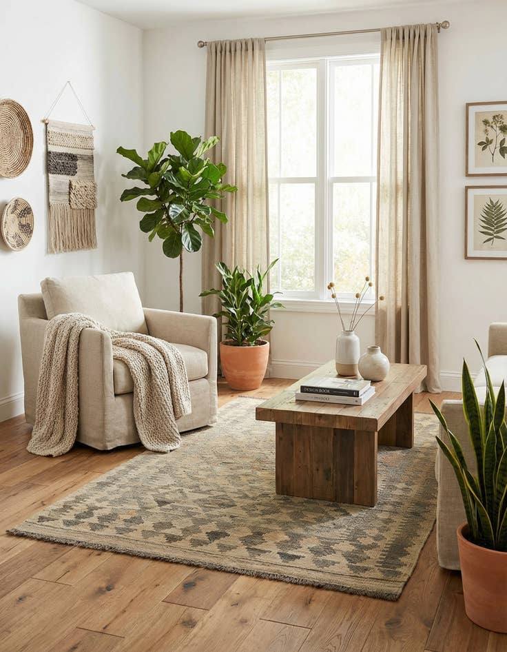 Detail image of 3' 3 x 4' 11  Hand Woven Kilim Maymana Wool Rug