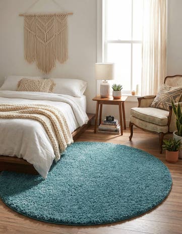 5' x 5' Soft Solid Shag Round Rug