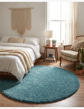 5' x 5' Soft Solid Shag Round Rug