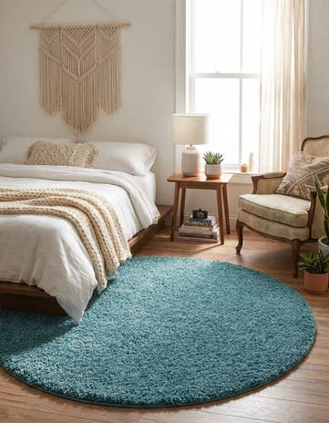 5' x 5' Soft Solid Shag Round Rug