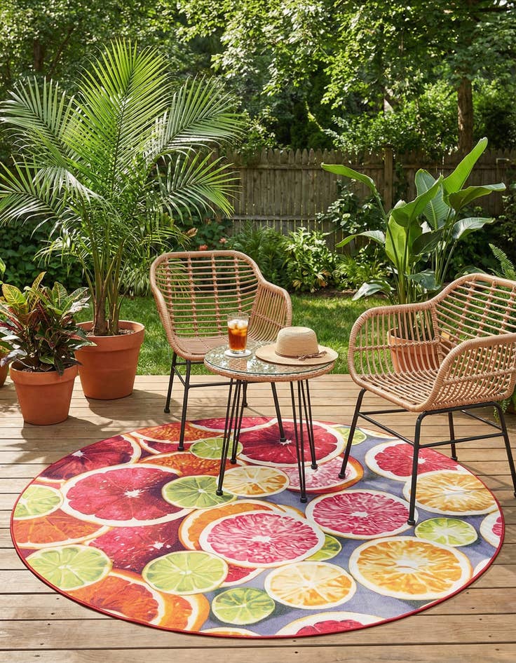 Detail image of 7' 10 x 7' 10 Easy-Clean Jill Zarin Caribbean Indoor / Outdoor Round Rug