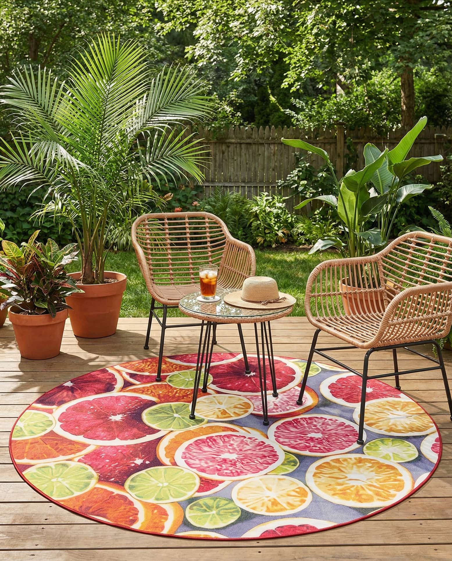 7' 10 x 7' 10 Easy-Clean Jill Zarin Caribbean Indoor / Outdoor Round Rug