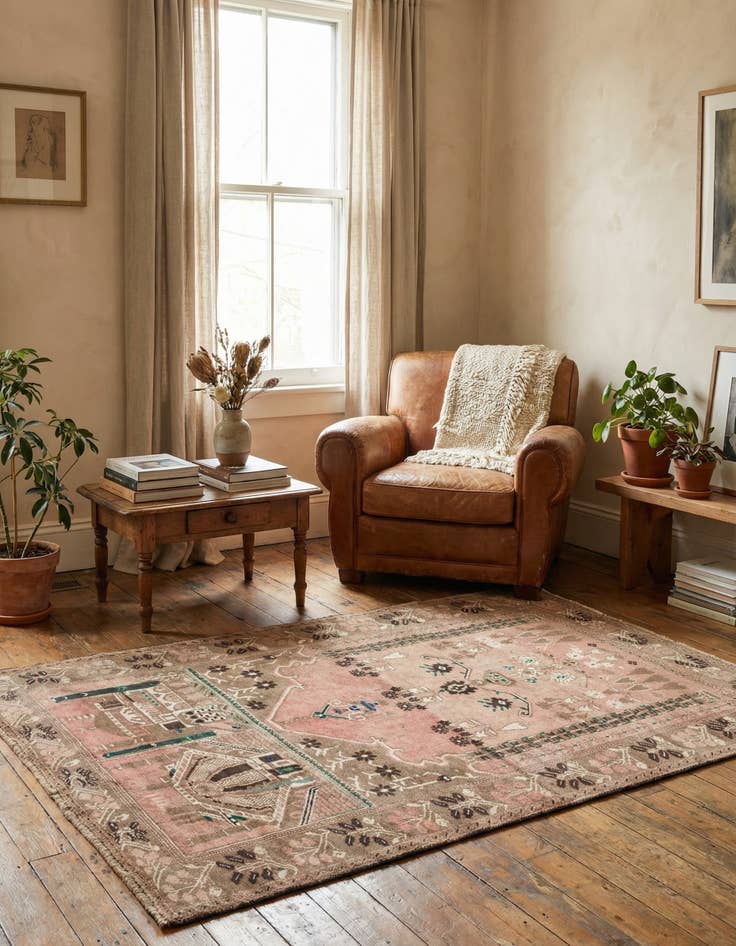 Detail image of  3' 8 x 3' 9  Hand Knotted Ultra Vintage Persian Wool Square Rug