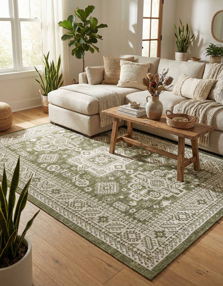 Detail image of 5' 3 x 8'  Washable Aztec Indoor / Outdoor Rug