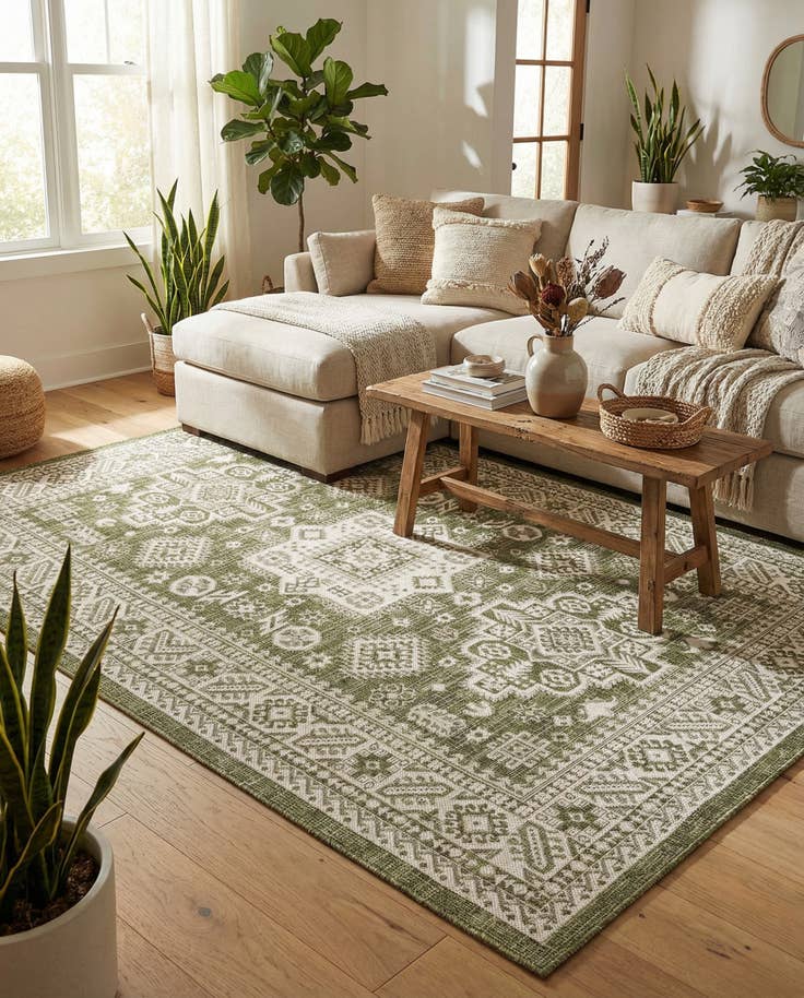 Detail image of 5' 3 x 8' Easy-Clean Aztec Indoor / Outdoor Rug