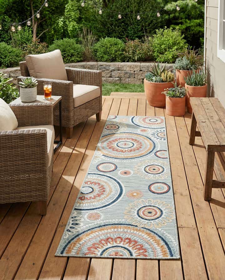 2' 2 x 8' Easy-Clean Botanical Indoor / Outdoor Runner Rug