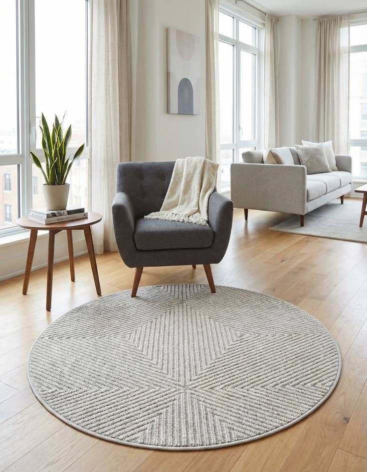Detail image of  3' x 3'  Washable Sabrina Soto Indoor / Outdoor Round Rug