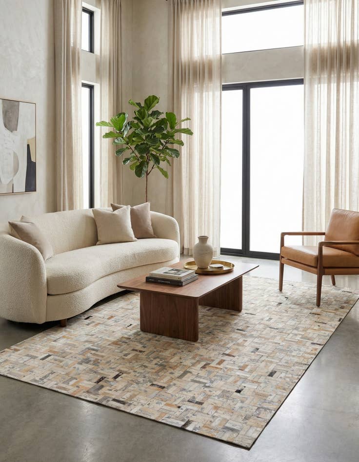 Detail image of 4' 11 x 8' 1 Cowhide Stocks Rug