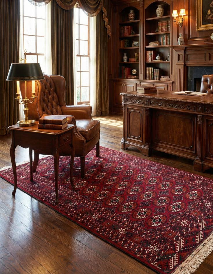 Detail image of 3' 11 x 6'  Hand Knotted Bokhara Oriental Wool Rug