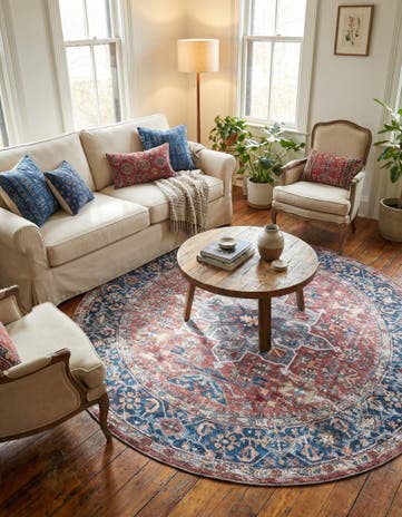 Rust Red Washable Yara Round Rug